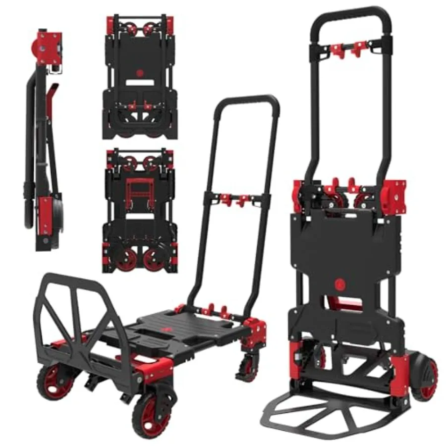 2-in-1 Folding Hand Truck Dolly for Shopping, Moving, Office Use; Steel Frame, Black; 330L Capacity, Retractable Handle, 4 Rubb
2-in-1 Folding Hand Truck Dolly for Shopping, Moving, Office Use; Steel Frame, Black; 330L Capacity, Retractable Handle, 4 Rubb