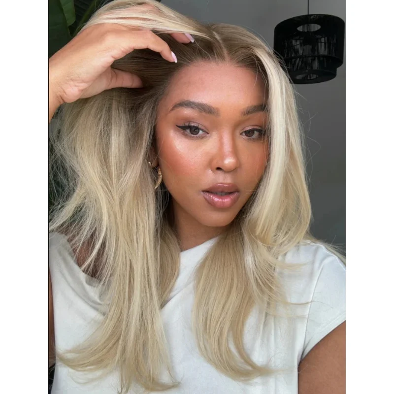 Short Blonde Dark Root Highlights Straight Layered Hairline Lace Front Wig 16 Inch 13x4 Middle Part Glueless Heat Resistant Wig
Short Blonde Dark Root Highlights Straight Layered Hairline Lace Front Wig 16 Inch 13x4 Middle Part Glueless Heat Resistant Wig