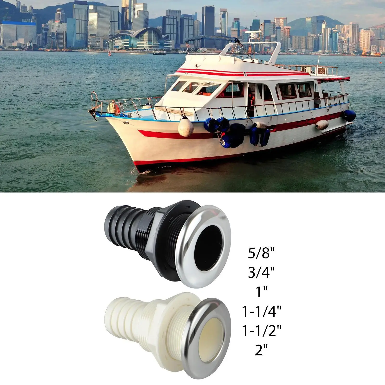 Universal ABS Deck Drainage Outlet Thru Hull Fitting Plumbing Connector for RV Boat Bilge Pump
Universal ABS Deck Drainage Outlet Thru Hull Fitting Plumbing Connector for RV Boat Bilge Pump