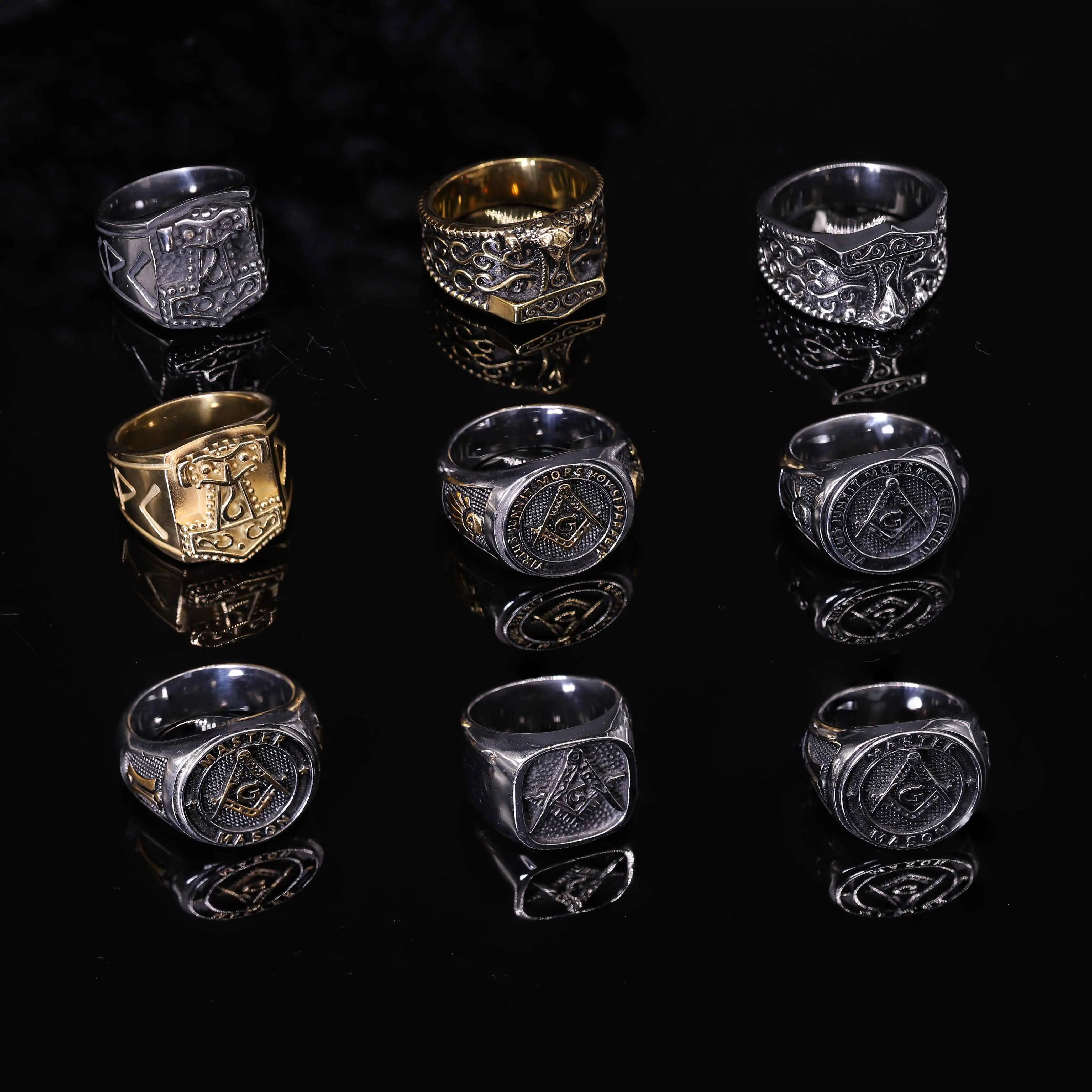 Stainless Steel Freemason Masonic Signet Ring Gothic Retro Thor's Hammer Viking God Odinson Mjölnir Celtic Knot Steampunk Rings
Stainless Steel Freemason Masonic Signet Ring Gothic Retro Thor's Hammer Viking God Odinson Mjölnir Celtic Knot Steampunk Rings