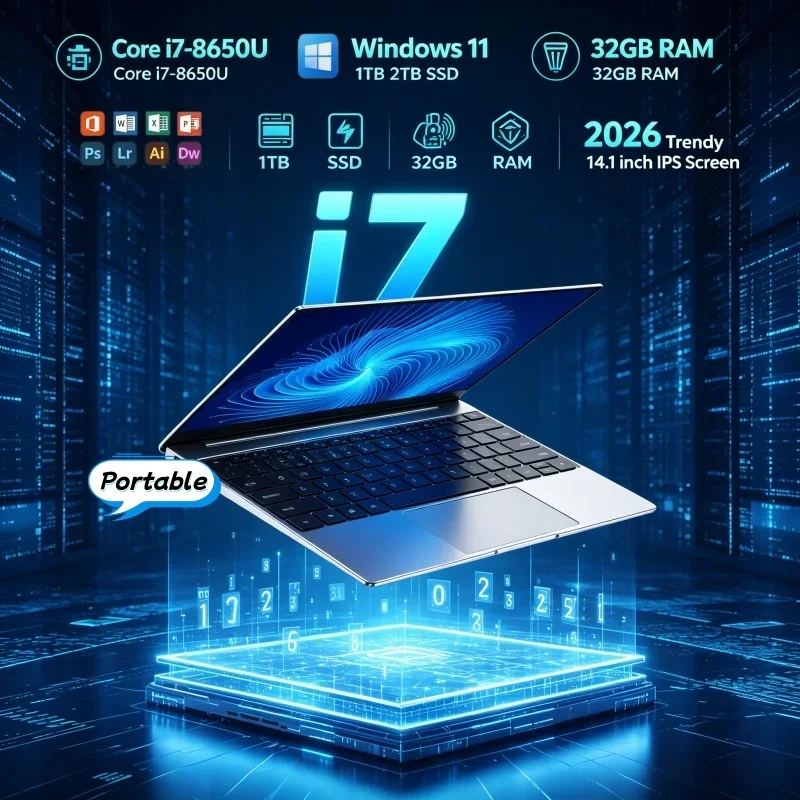 Fast Boot 2026 Solid Windows 11 Pro 14.1" Ultra Slim Laptop Intel Core I7-8650U 32GB RAM 2TB M.2 SSD Home Study Computer
Fast Boot 2026 Solid Windows 11 Pro 14.1" Ultra Slim Laptop Intel Core I7-8650U 32GB RAM 2TB M.2 SSD Home Study Computer