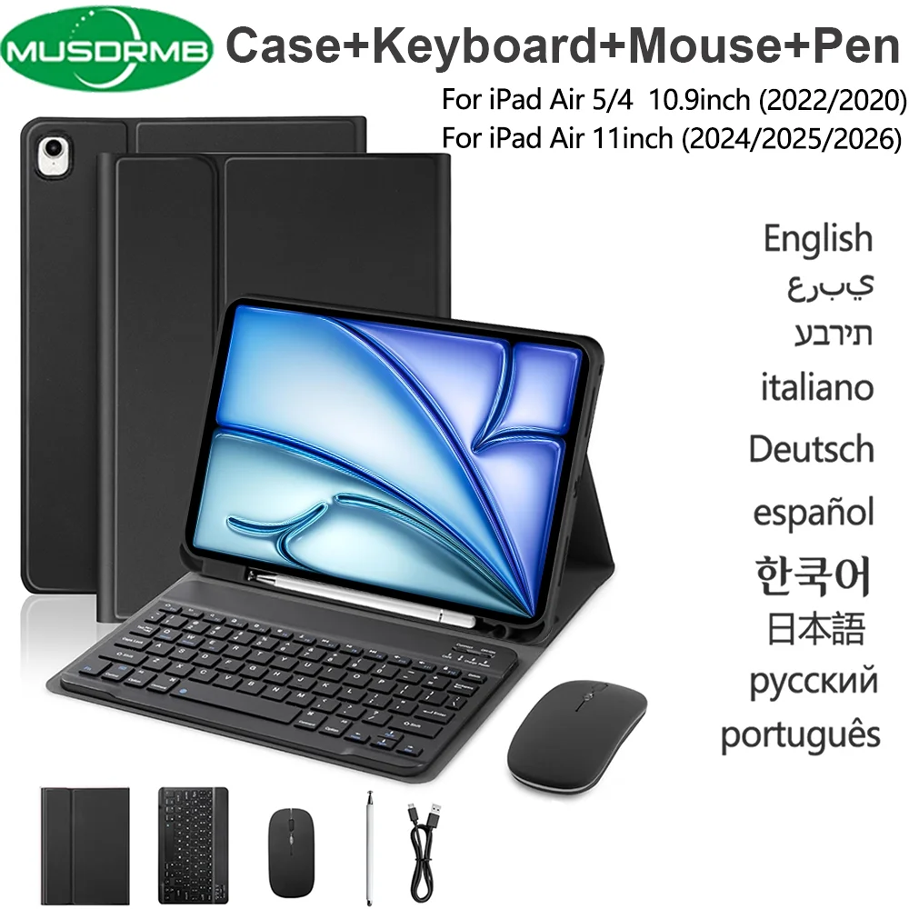 Case with Keyboard Mouse Stylus for iPad Air 11-inch M4 2026 M3 2025 M2 2024 iPad Air 4th 2020 5th 2022 Generation Leather Cover
Case with Keyboard Mouse Stylus for iPad Air 11-inch M4 2026 M3 2025 M2 2024 iPad Air 4th 2020 5th 2022 Generation Leather Cover