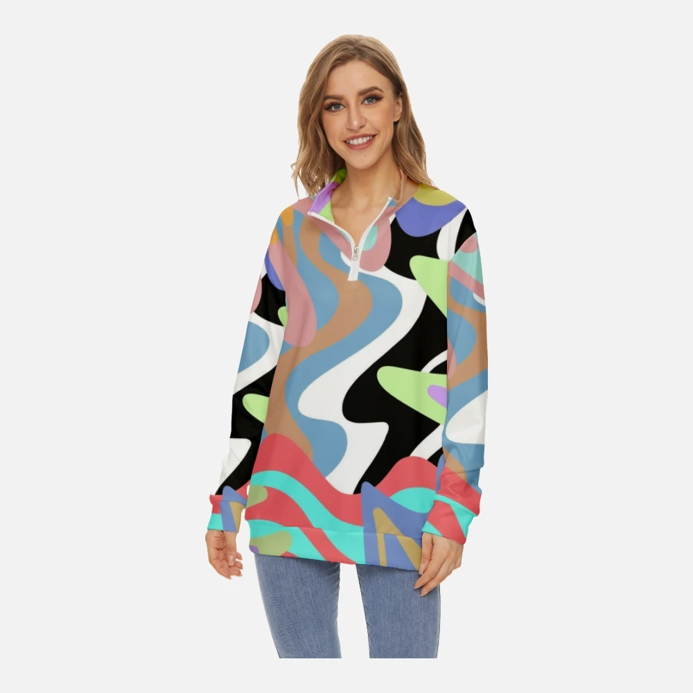 Women Sweatshirt Cute Pattern Stitching Printing Long-sleeved Half Stand Collar Zip Crew Neck Sweatshirt Spring Long Sleeve
Women Sweatshirt Cute Pattern Stitching Printing Long-sleeved Half Stand Collar Zip Crew Neck Sweatshirt Spring Long Sleeve