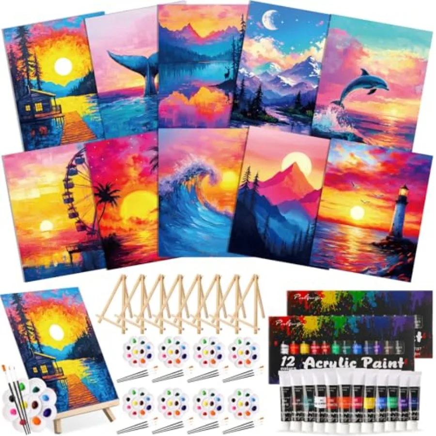 72 Pcs Natural Scenery Paint and Sip Kit for Adults 8'' x 10'' Pre Drawn Canvas for Painting DIY Pre Printed Canvas for Party F
72 Pcs Natural Scenery Paint and Sip Kit for Adults 8'' x 10'' Pre Drawn Canvas for Painting DIY Pre Printed Canvas for Party F