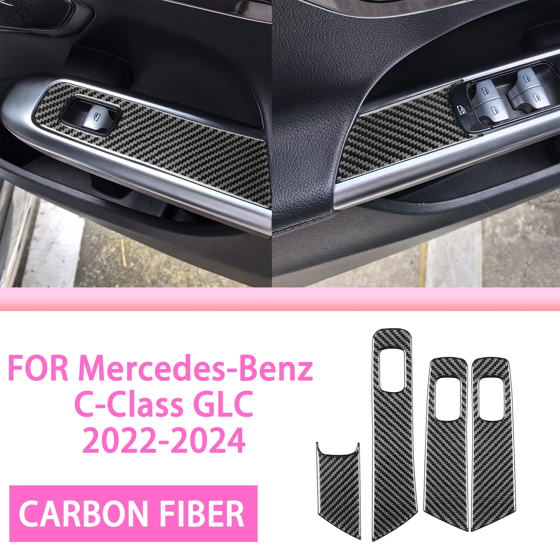 FOR Mercedes-Benz C-Class GLC 2022-2024 Carbon Fiber Car Window Control Lift Switch Panel Decor Interior Accessories Sticker
FOR Mercedes-Benz C-Class GLC 2022-2024 Carbon Fiber Car Window Control Lift Switch Panel Decor Interior Accessories Sticker
