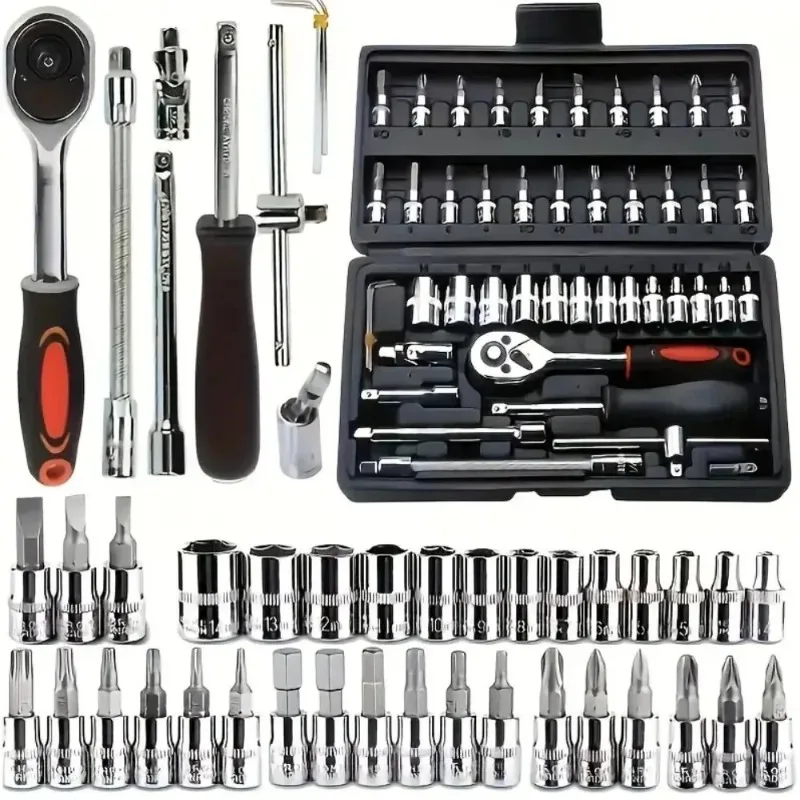 46-piece Auto Repair Combination Ratchet Wrench Toolbox, Auto Maintenance Vehicle-mounted Socket Repair Set Tools Kit
46-piece Auto Repair Combination Ratchet Wrench Toolbox, Auto Maintenance Vehicle-mounted Socket Repair Set Tools Kit