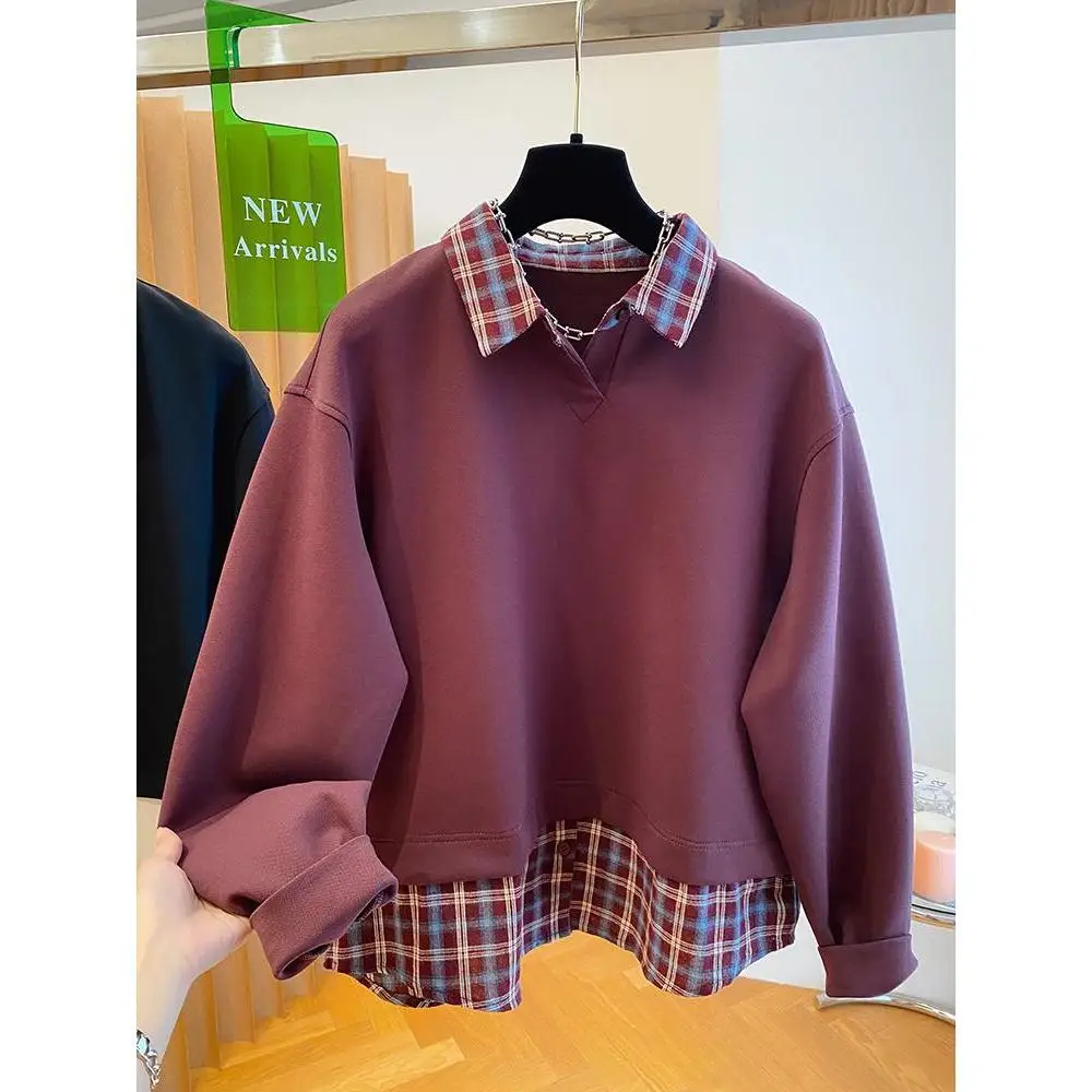Checkered Shirt Patchwork Fake Two Piece Hoodie for Women in Spring and Autumn Loose and Niche Casual Versatile Top
Checkered Shirt Patchwork Fake Two Piece Hoodie for Women in Spring and Autumn Loose and Niche Casual Versatile Top