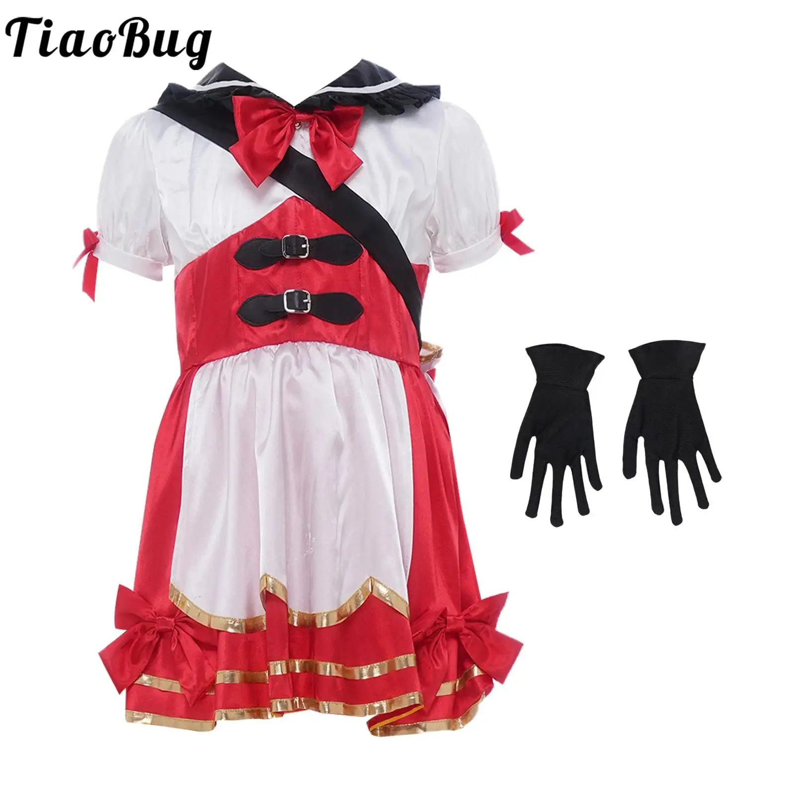 Kids Girls Halloween Game Character Dress Up Set Bow Details Short Sleeve College Style Dress Masquerade Costume with Bag Gloves
Kids Girls Halloween Game Character Dress Up Set Bow Details Short Sleeve College Style Dress Masquerade Costume with Bag Gloves