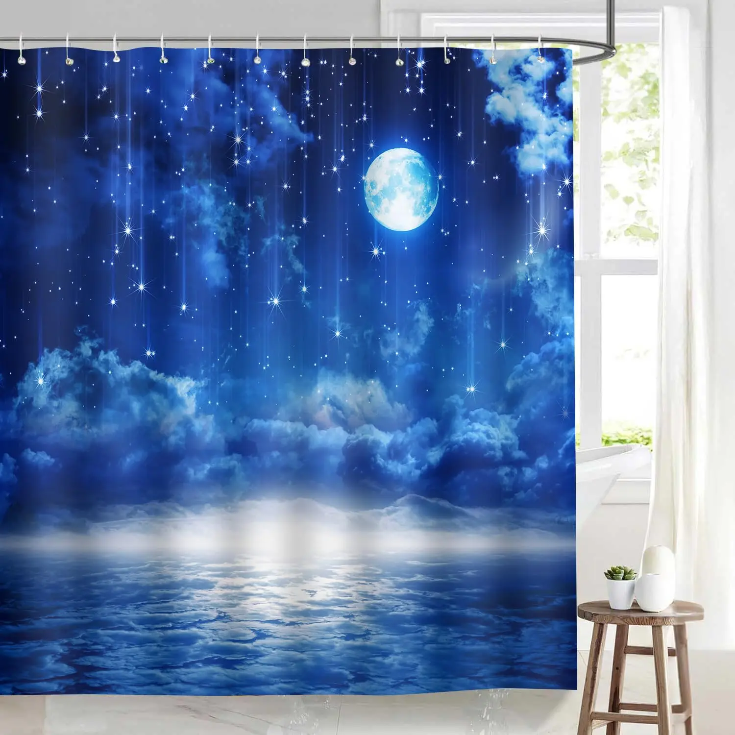 Night Sky Moon Shower Curtain Dreamy Starry Sky Galaxy Shower Curtains Nature Scenery Bathroom Polyester Curtain with Hooks
Night Sky Moon Shower Curtain Dreamy Starry Sky Galaxy Shower Curtains Nature Scenery Bathroom Polyester Curtain with Hooks