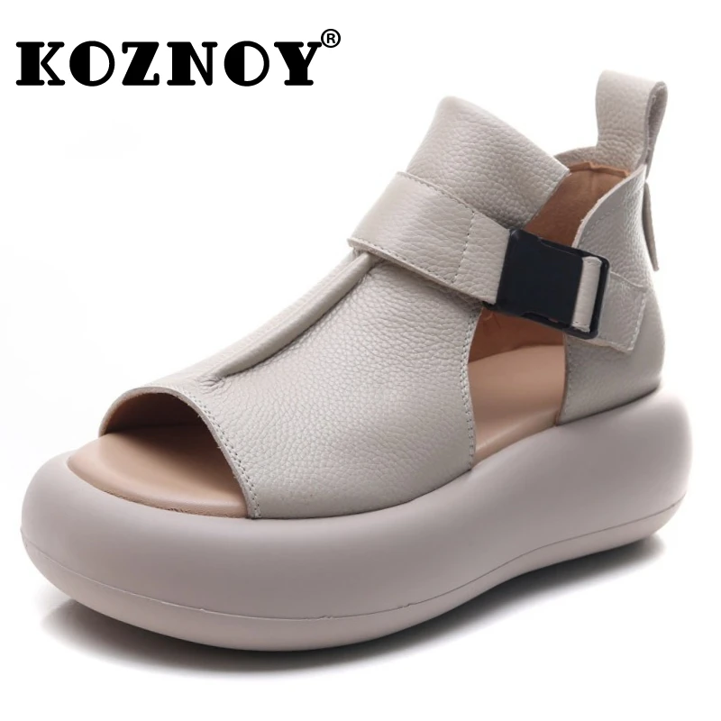 Koznoy 6cm Cow Genuine Leather Slippers Pumps Buckle Mary Jane Sandals Platform Wedge Peep Toe Women Summer Shoes Flats
Koznoy 6cm Cow Genuine Leather Slippers Pumps Buckle Mary Jane Sandals Platform Wedge Peep Toe Women Summer Shoes Flats