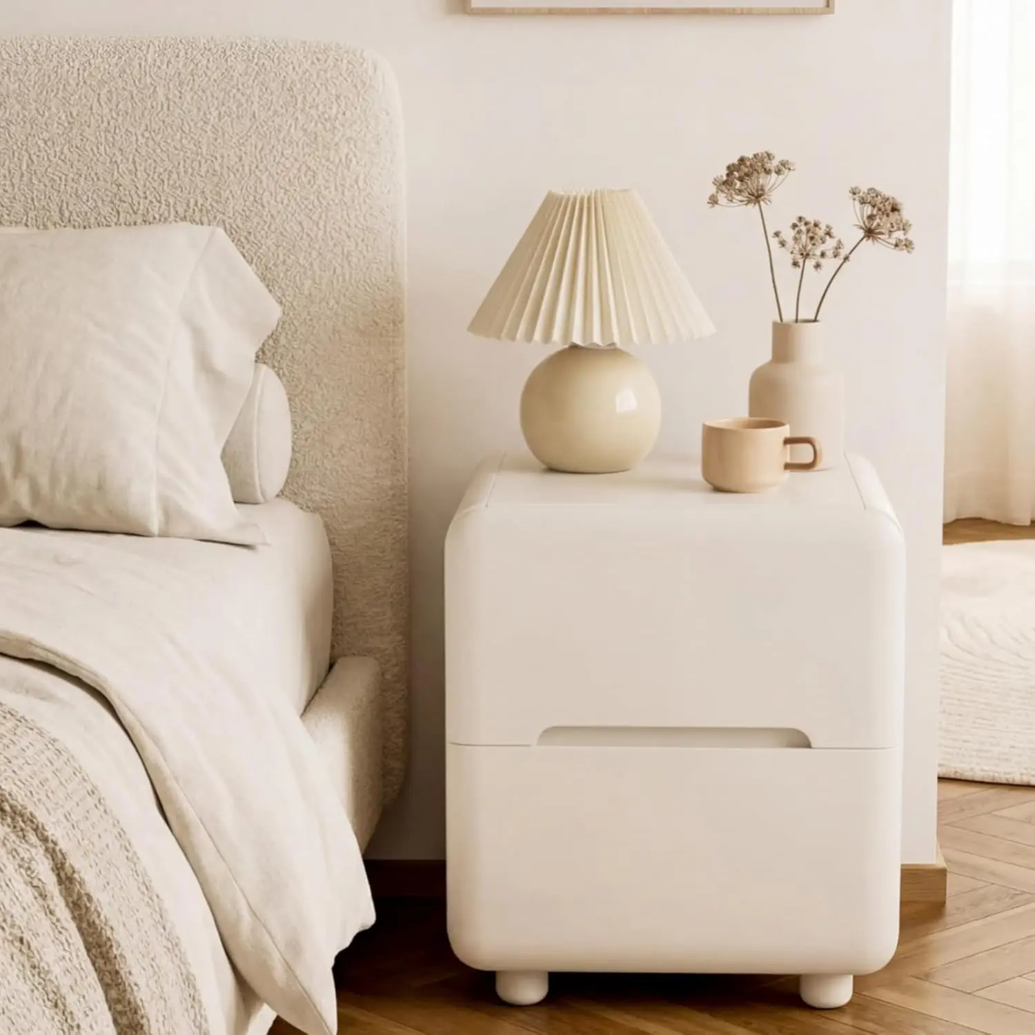 White Wood Nightstand with 2 Drawers, Mid Century Modern Nightstands, Girls Night Stand with Rounded Corners &, Customized
White Wood Nightstand with 2 Drawers, Mid Century Modern Nightstands, Girls Night Stand with Rounded Corners &, Customized