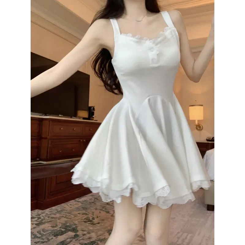 Balletcore Lace Trim Cami Dress Women Sweet A-Line Flare Mini Dress
Balletcore Lace Trim Cami Dress Women Sweet A-Line Flare Mini Dress