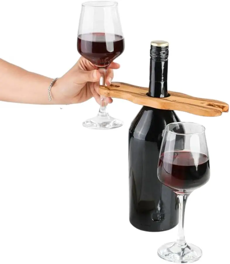 Olive Wood Wine Holder - Handmade Wine Glass Holder Goes On Wine Bottle, Display - Bow Shape Decorative Wooden for S
Olive Wood Wine Holder - Handmade Wine Glass Holder Goes On Wine Bottle, Display - Bow Shape Decorative Wooden for S