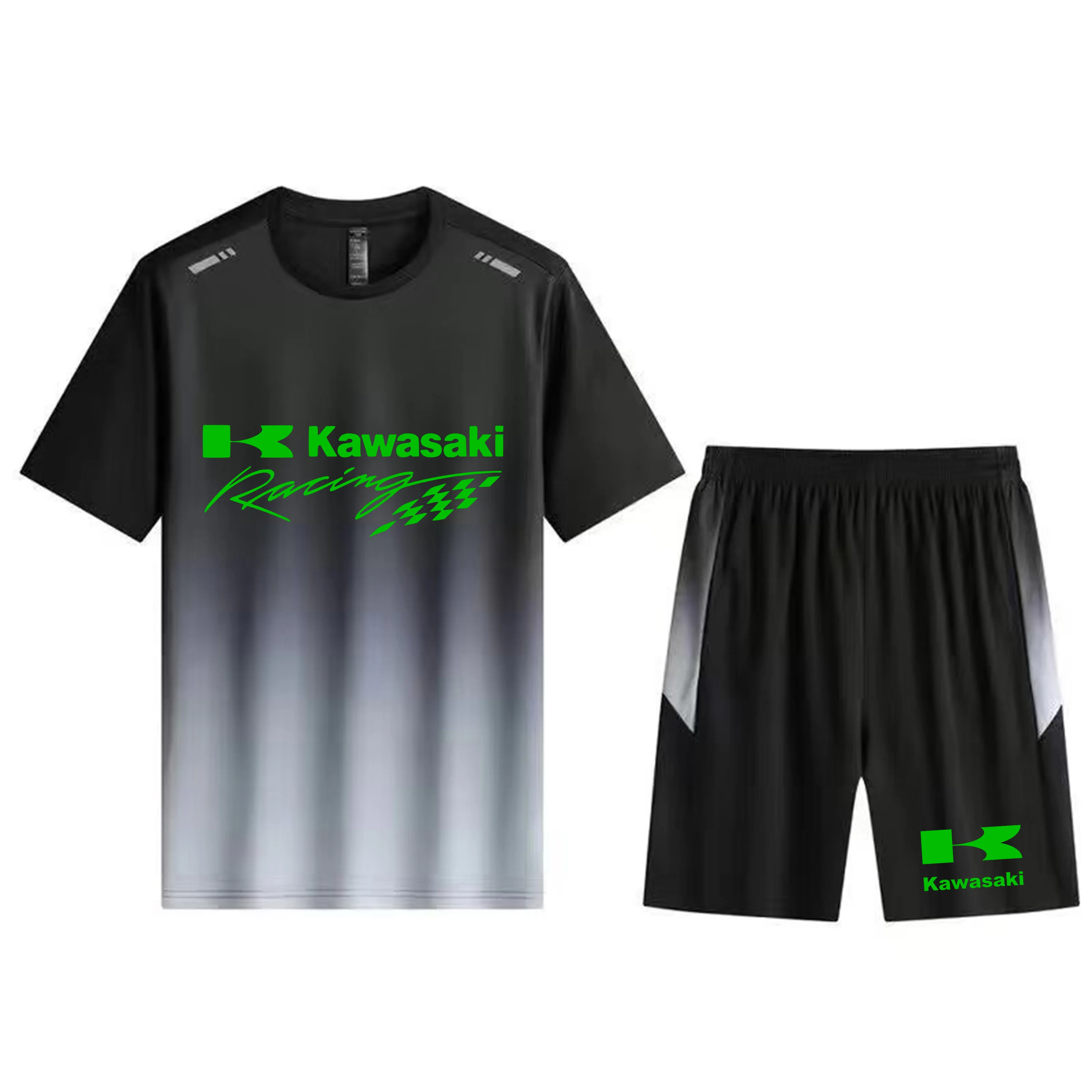 Kawasaki Men's T-shirt + Shorts Set Motorcycle Racing Team Sports Set Breathable Quick Drying Gradient Colors Cool Two-piece Set
Kawasaki Men's T-shirt + Shorts Set Motorcycle Racing Team Sports Set Breathable Quick Drying Gradient Colors Cool Two-piece Set
