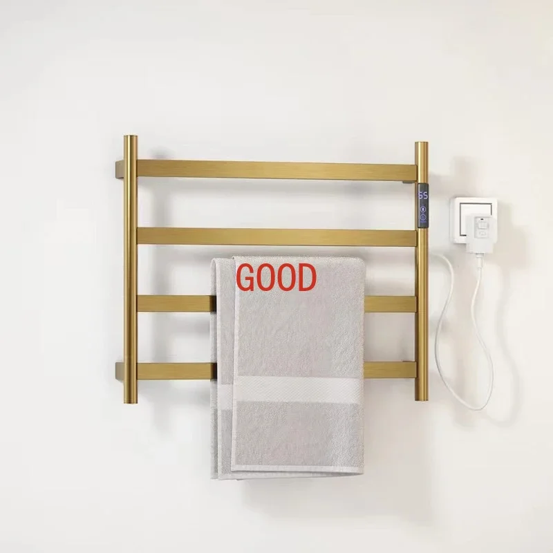 Brushed Gold Electric Towel Rack Stainless Steel Temperature Control Time Smart Home Heated Towel Rack Towel Rack
Brushed Gold Electric Towel Rack Stainless Steel Temperature Control Time Smart Home Heated Towel Rack Towel Rack