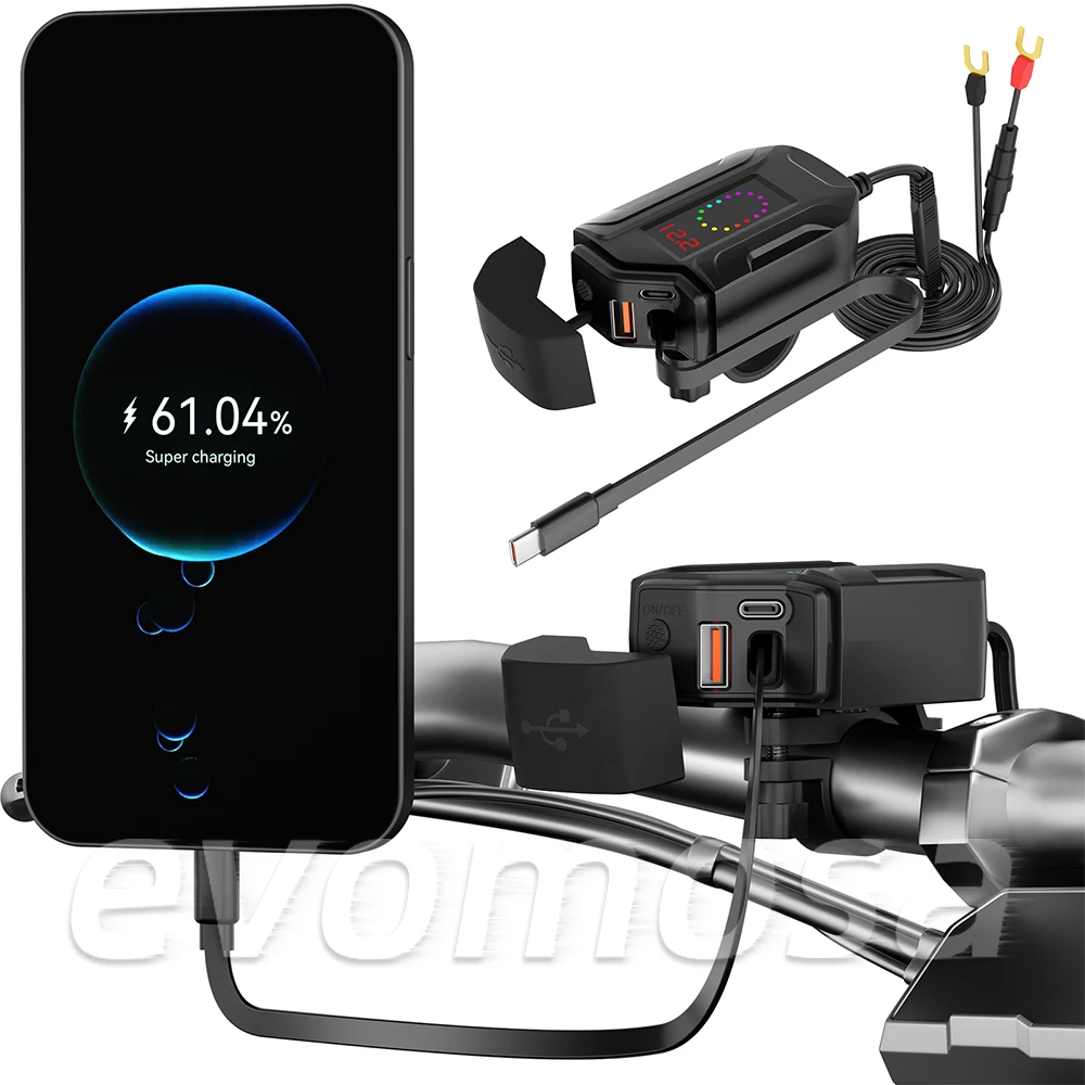 New PD QC4.0 Motorcycle USB Super Fast Phone Charger Waterproof with Retractable Type-C Cable Cellphone Voltmeter Digital Charge
New PD QC4.0 Motorcycle USB Super Fast Phone Charger Waterproof with Retractable Type-C Cable Cellphone Voltmeter Digital Charge