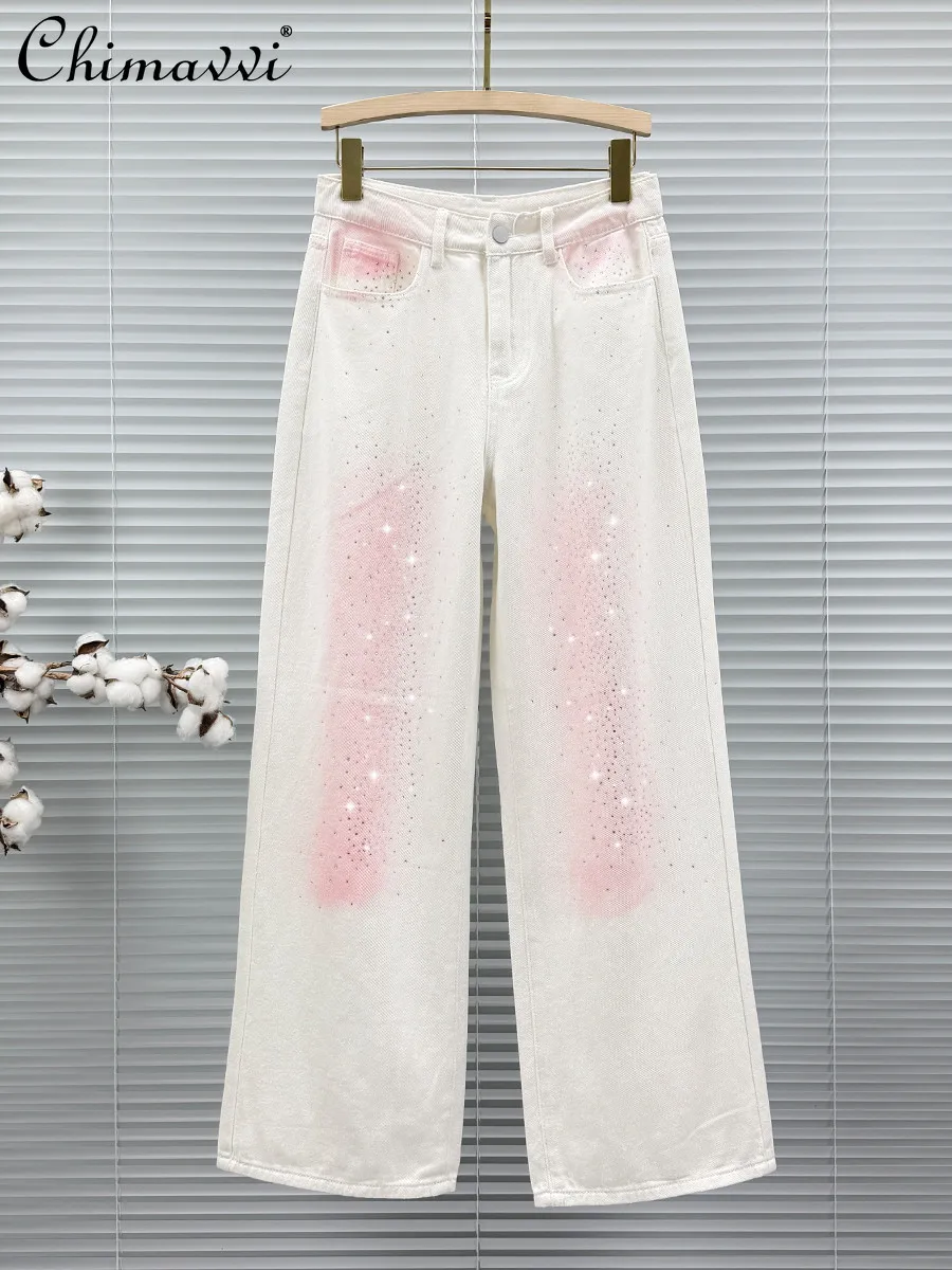 Heavy White Hot Diamond Denim Pants Women's Summer New Fashion High Waist Fashion Casual Contrast Color Loose Jeans Pants
Heavy White Hot Diamond Denim Pants Women's Summer New Fashion High Waist Fashion Casual Contrast Color Loose Jeans Pants