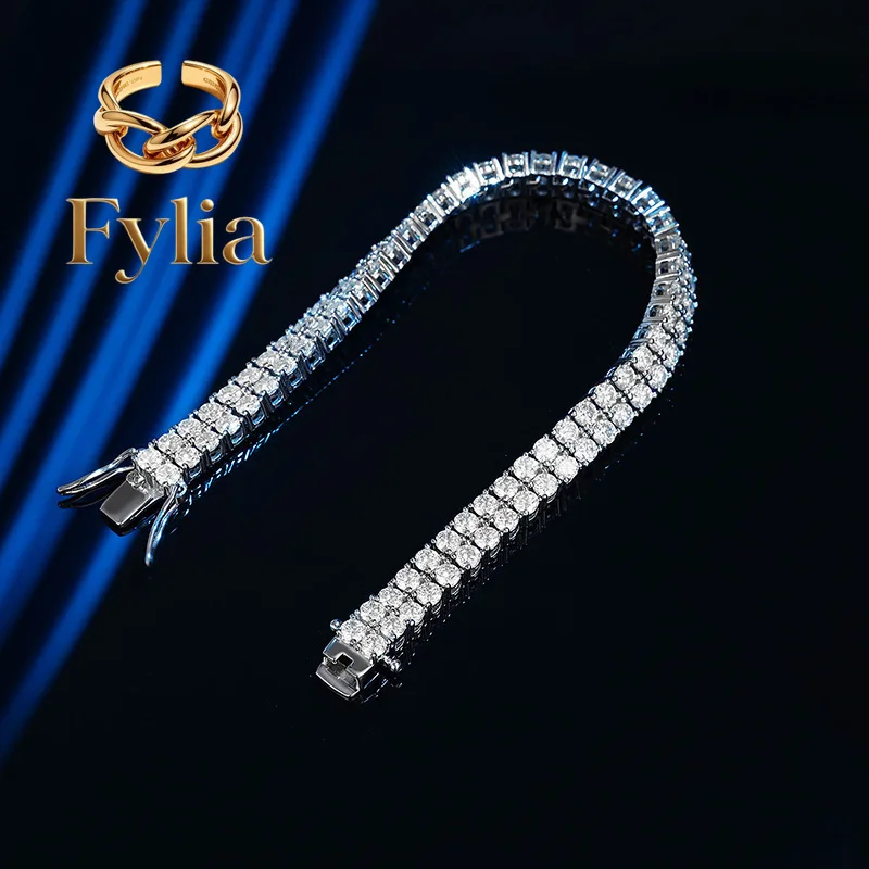 Fylia Jewelry Luxury Solid Platinum PT950 Women's 0.1 karat Moissanite Diamond Double Rows Bracelet Full Diamond Bracelet
Fylia Jewelry Luxury Solid Platinum PT950 Women's 0.1 karat Moissanite Diamond Double Rows Bracelet Full Diamond Bracelet