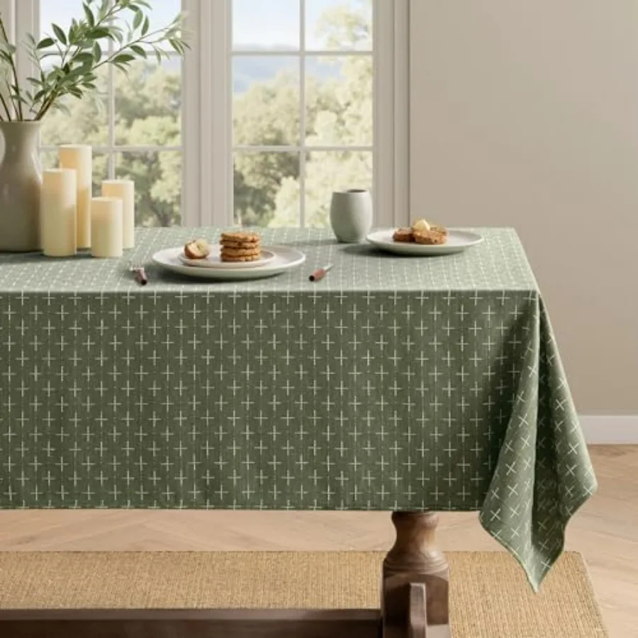 Olive Green Linen Table Cloth Rectangle Waterproof Spillproof Cross-Star Textured Rustic Farmhouse Style Dining Party Buffet We
Olive Green Linen Table Cloth Rectangle Waterproof Spillproof Cross-Star Textured Rustic Farmhouse Style Dining Party Buffet We