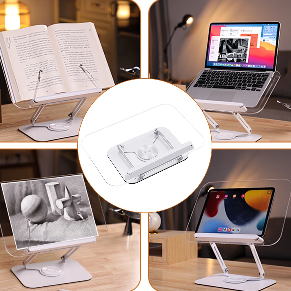 Acrylic Book Stand for Reading with 360 Degree Rotating Base Foldable Desktop Riser Cookbook Stand for Laptop Recipe Textbook
Acrylic Book Stand for Reading with 360 Degree Rotating Base Foldable Desktop Riser Cookbook Stand for Laptop Recipe Textbook