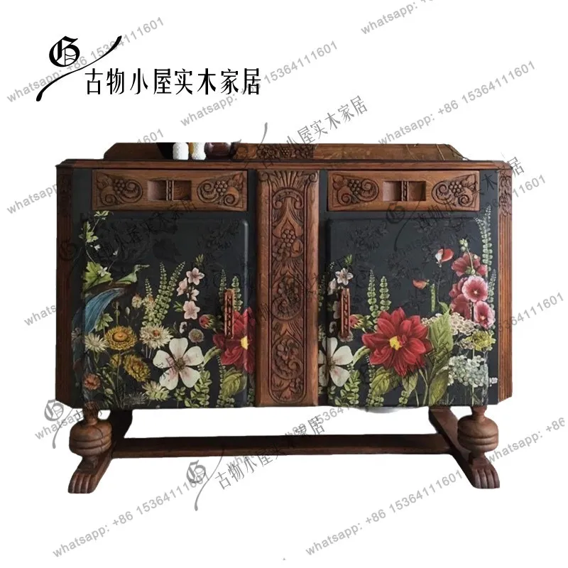 French engraved painting chest/new Chinese living room contrasting color large-capacity engraved locker
French engraved painting chest/new Chinese living room contrasting color large-capacity engraved locker