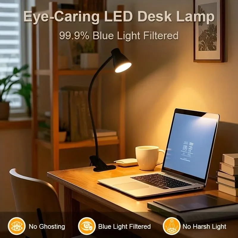 360-degree adjustable LED clip-on desk lamp, powered by USB, with 3 color temperature adjustments and telescopic design, suitabl
360-degree adjustable LED clip-on desk lamp, powered by USB, with 3 color temperature adjustments and telescopic design, suitabl