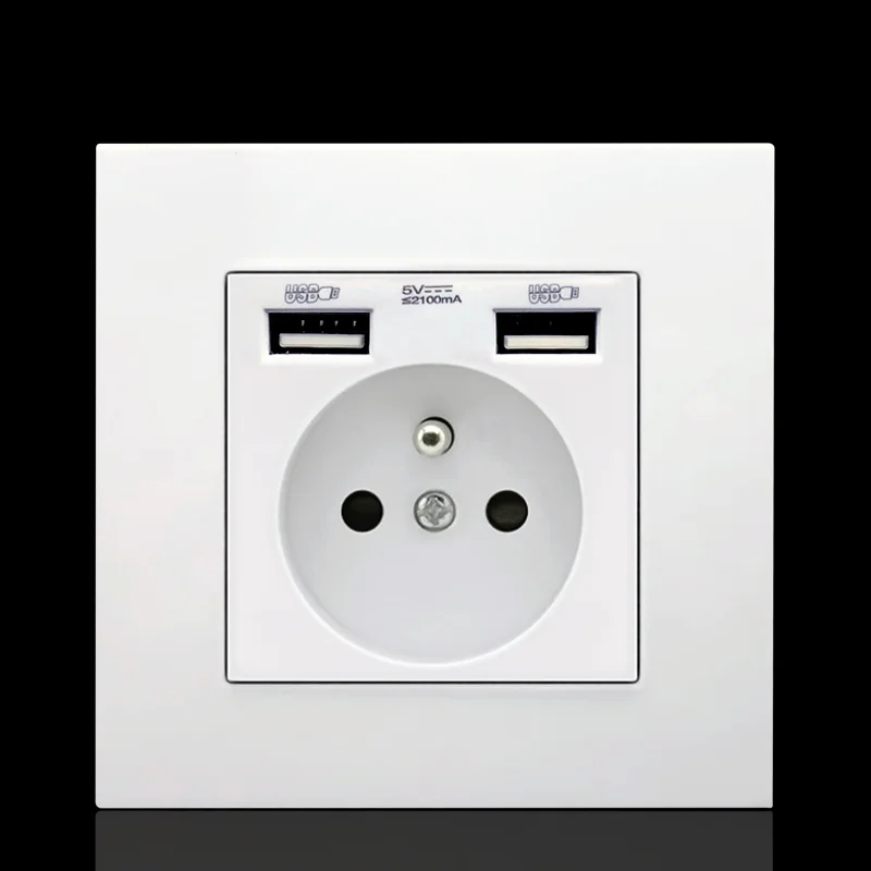 French Standard Electrical Socket White Panel Wall Socket 2 USB France Wall Outlet 16A 110V-250V
French Standard Electrical Socket White Panel Wall Socket 2 USB France Wall Outlet 16A 110V-250V