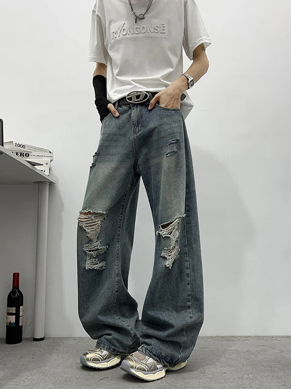 Summer Waed Men's Dad Jeans Distred Straight Leg Floor-Length American Retro Sle Casual High Street Trendy Blue Denim
Summer Waed Men's Dad Jeans Distred Straight Leg Floor-Length American Retro Sle Casual High Street Trendy Blue Denim