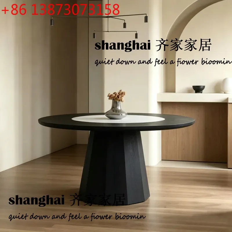 Medieval solid wood household small apartment simple black round table
Medieval solid wood household small apartment simple black round table