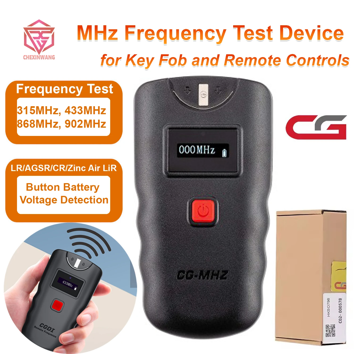 CGDI MHz Frequency Test Device for Key Fob Remote Control 315MHz 433MHz 868MHz 902MHz Support Button Battery Voltage Detection
CGDI MHz Frequency Test Device for Key Fob Remote Control 315MHz 433MHz 868MHz 902MHz Support Button Battery Voltage Detection