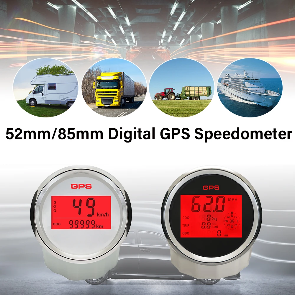 Rhaxel 52mm 85mm Digital GPS Speedometer 0-999 MPH KNOTS KM/H with 8 Colors Backlight for Car Trucks Vessels Yachts Boats
Rhaxel 52mm 85mm Digital GPS Speedometer 0-999 MPH KNOTS KM/H with 8 Colors Backlight for Car Trucks Vessels Yachts Boats