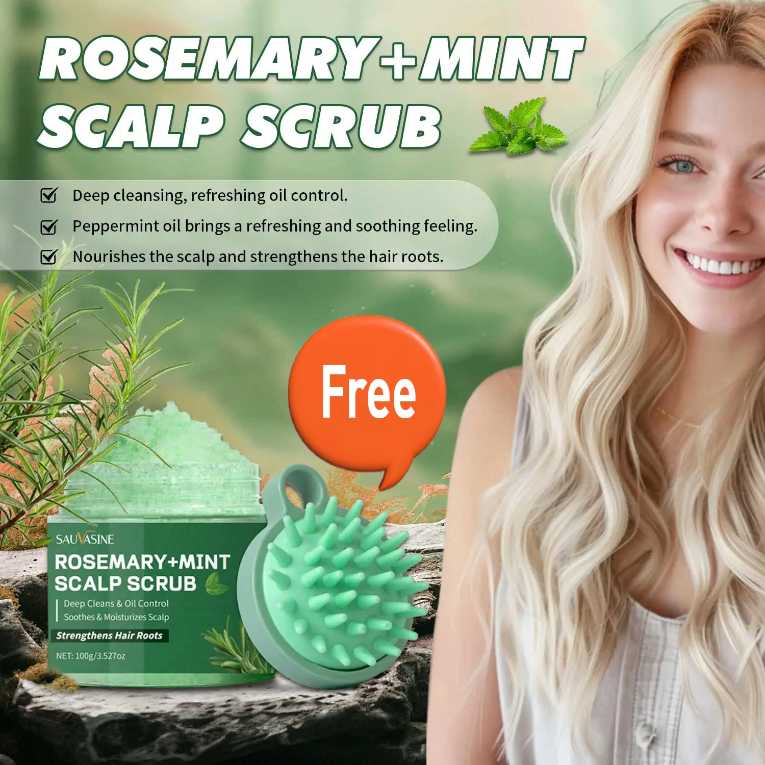 Rosemary Mint Scalp Scrub Deep Cleansing Refreshing Oil Control Rosemary Shampoo for Strengthens Hair Nourishing the Scalp 100g
Rosemary Mint Scalp Scrub Deep Cleansing Refreshing Oil Control Rosemary Shampoo for Strengthens Hair Nourishing the Scalp 100g
