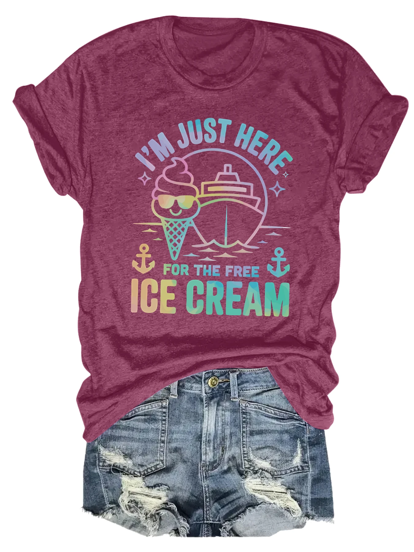 Plus size women's short sleeve T-shirt I'm Just Here For The Free Ice Cream breathable fabric summer outfit women's clothing
Plus size women's short sleeve T-shirt I'm Just Here For The Free Ice Cream breathable fabric summer outfit women's clothing