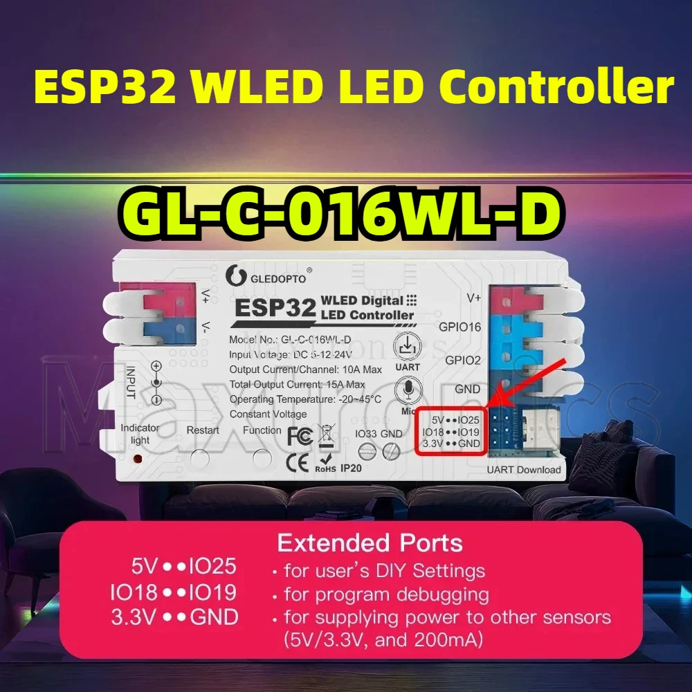 ESP32 WLED светодиодный контроллер GL-C-016WL-D микрофон музыка DIY динамическая загрузка UART/GL-RC-001WL для WS2811 WS2812 SK6812 светодиодная лента
ESP32 WLED светодиодный контроллер GL-C-016WL-D микрофон музыка DIY динамическая загрузка UART/GL-RC-001WL для WS2811 WS2812 SK6812 светодиодная лента