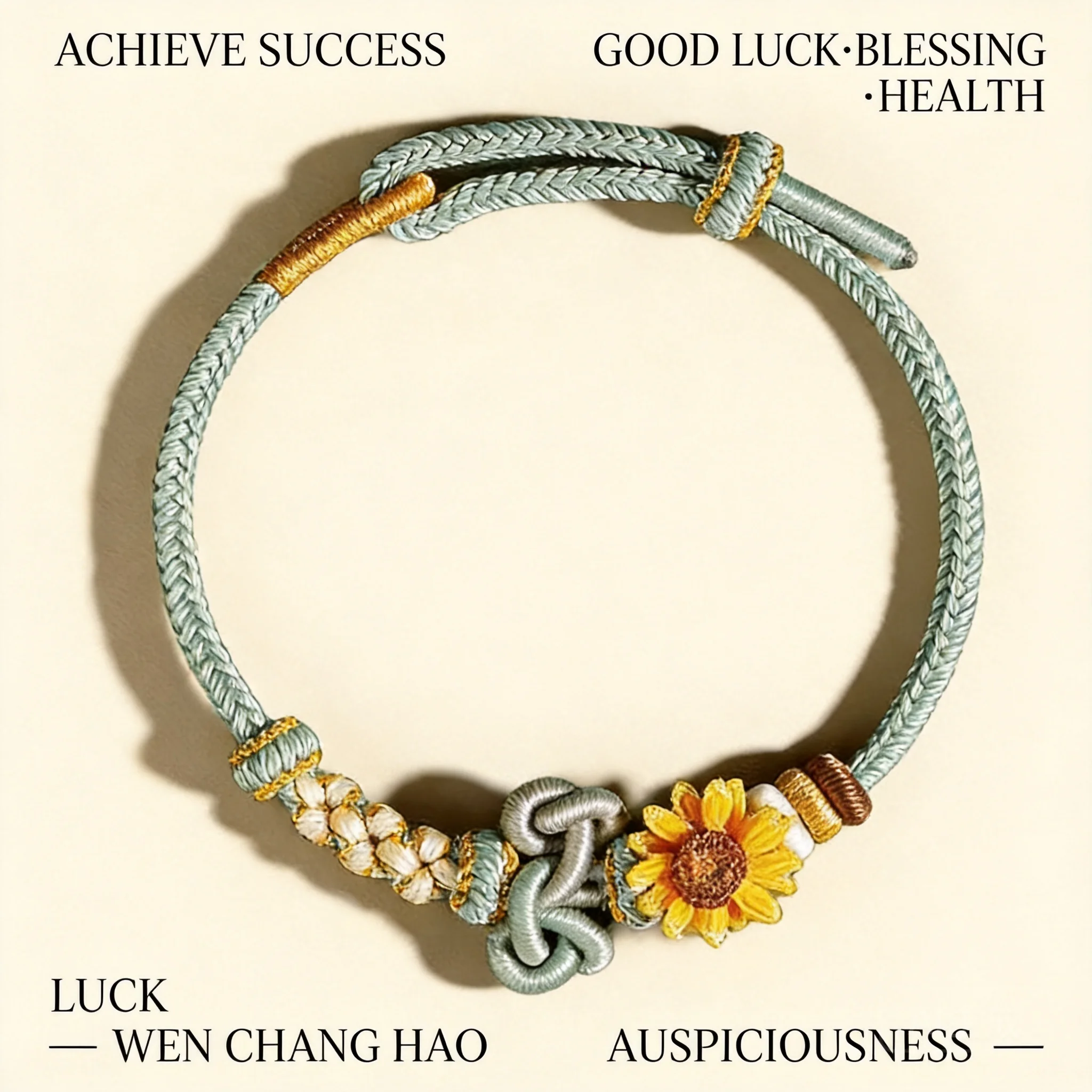 Chinese Style Handmade Braided Lucky Bracelet Wenchang Knot Sunflower Peach Blossom Blessing Exam Success Good Luck Adjustable
Chinese Style Handmade Braided Lucky Bracelet Wenchang Knot Sunflower Peach Blossom Blessing Exam Success Good Luck Adjustable