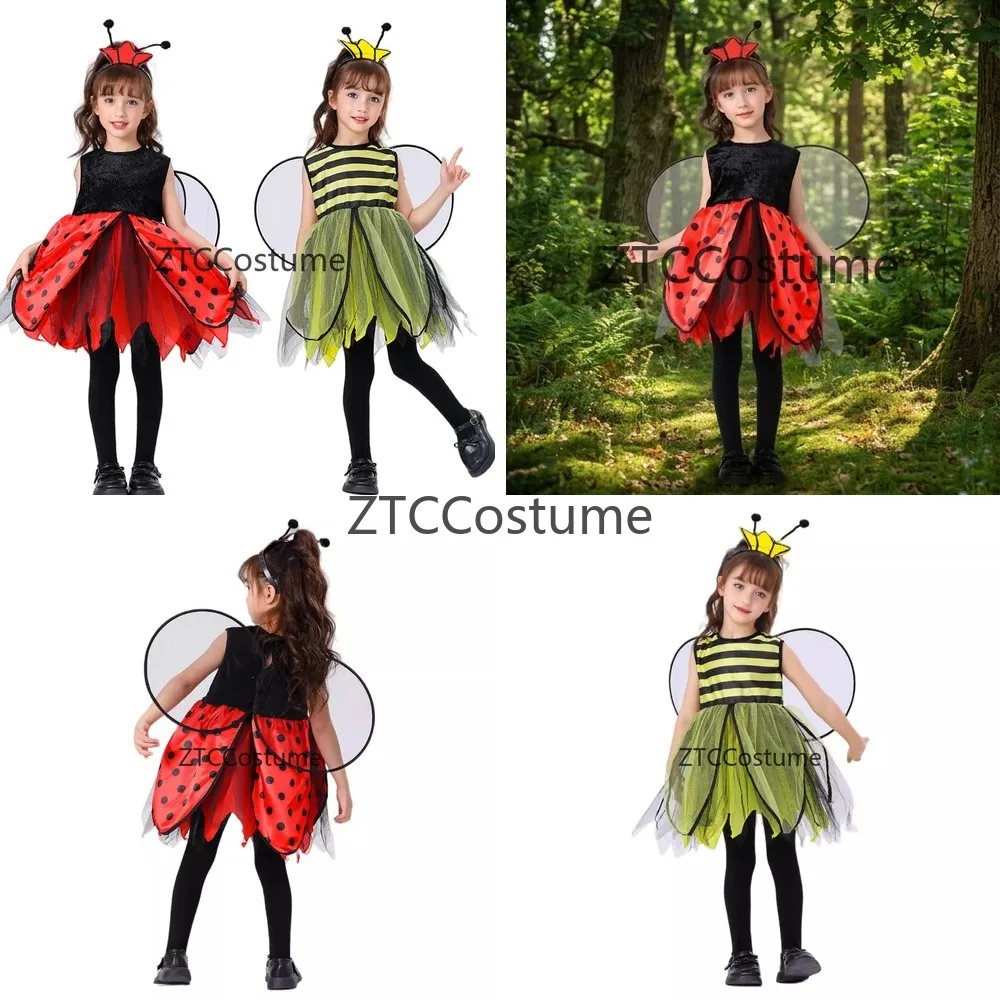 Cute Animal Cosplay Costume for Girls Sleeveless Dress with Wings Headband Bee Ladybug Performance Outfit
Cute Animal Cosplay Costume for Girls Sleeveless Dress with Wings Headband Bee Ladybug Performance Outfit