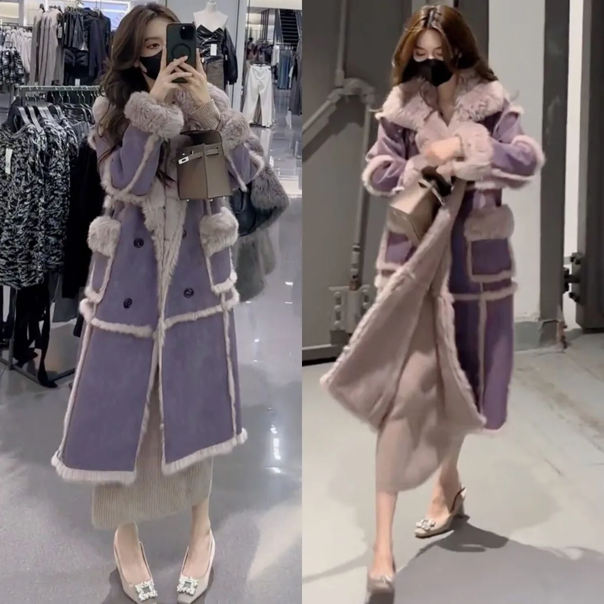 Thickened Winter New Lamb Fur Collar Fur Coat Warm Elegant Style Long Sleeve Mid-Length Double-Breasted Women's Coat
Thickened Winter New Lamb Fur Collar Fur Coat Warm Elegant Style Long Sleeve Mid-Length Double-Breasted Women's Coat