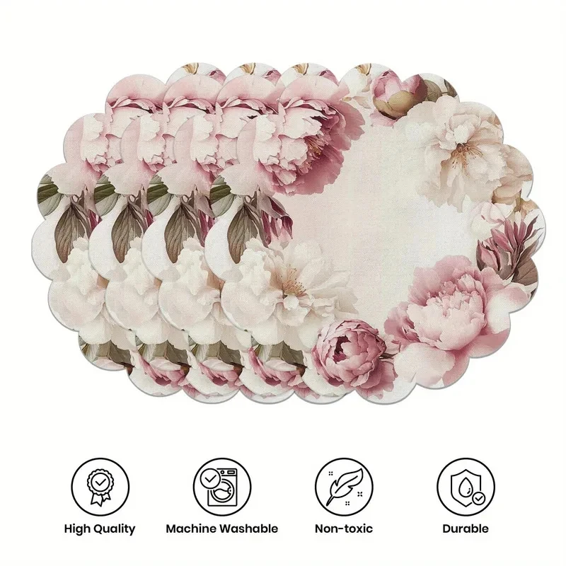 4pcs Peony Placemats Set Elegant Floral Table Mats Heat Resistant Washable for Kitchen Dining Party Decor Home Accessories
4pcs Peony Placemats Set Elegant Floral Table Mats Heat Resistant Washable for Kitchen Dining Party Decor Home Accessories