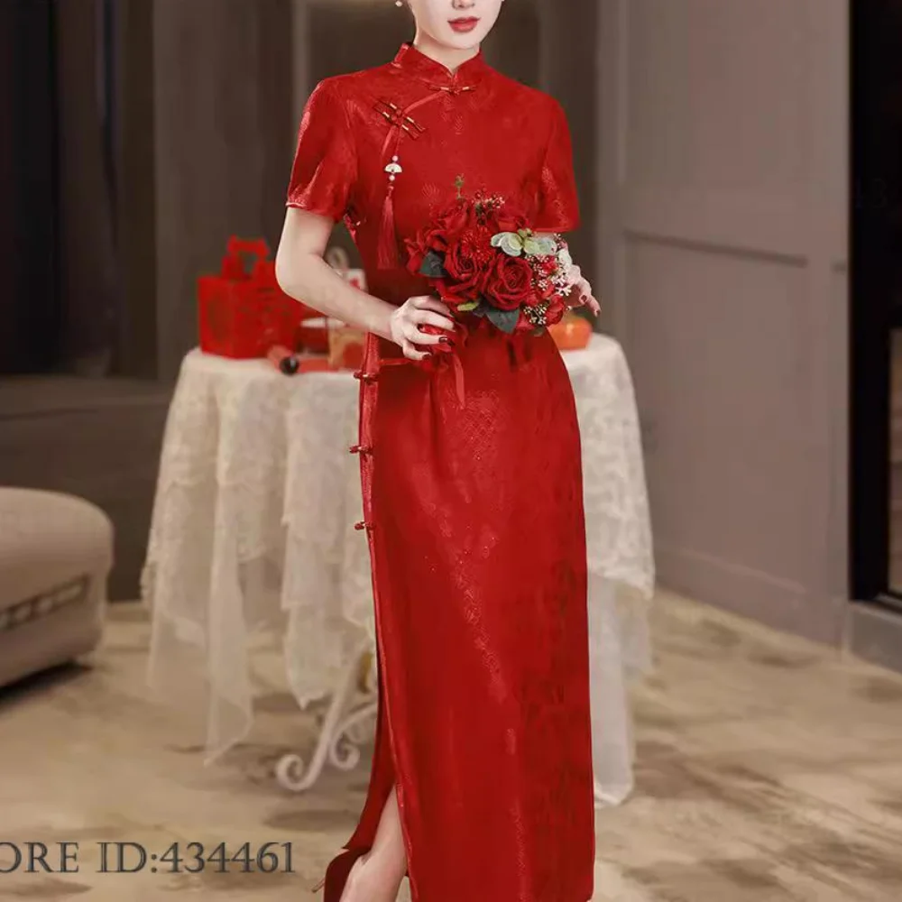 Oversize 4XL Women Qipao Sexy Burgundy Lace Bride Wedding Dress Evening Party Gown Classic Mandarin Collar Cheongsam Vestidos
Oversize 4XL Women Qipao Sexy Burgundy Lace Bride Wedding Dress Evening Party Gown Classic Mandarin Collar Cheongsam Vestidos