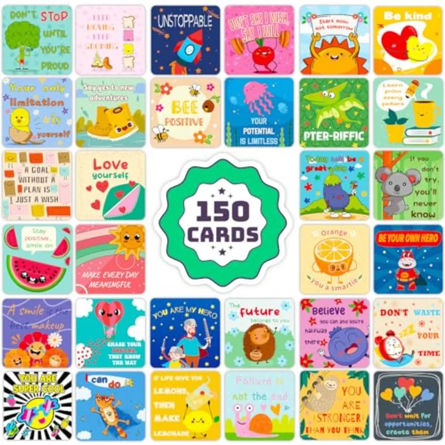 150 Encouragement Cards for - Inspirational and Motivational Lunch Box Notes - Perfect for Boys and Girls - Great for School, P
150 Encouragement Cards for - Inspirational and Motivational Lunch Box Notes - Perfect for Boys and Girls - Great for School, P