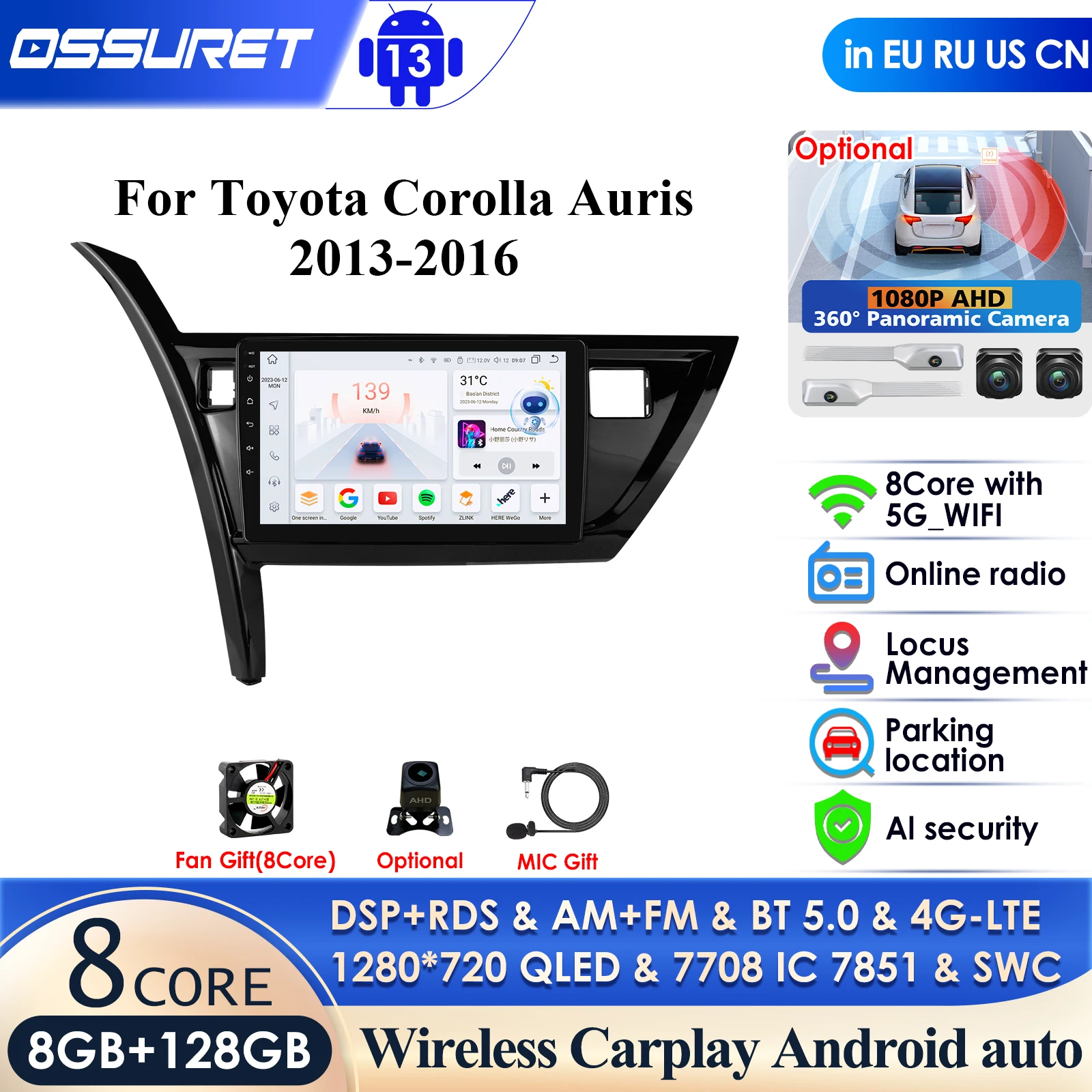 Автомобильный радиоприемник Carplay 4G-LTE Android 13 2 Din для Toyota Corolla Auris 2013-2016 Мультимедийный видеоплеер Navi GPS Стерео головное устройство
Автомобильный радиоприемник Carplay 4G-LTE Android 13 2 Din для Toyota Corolla Auris 2013-2016 Мультимедийный видеоплеер Navi GPS Стерео головное устройство