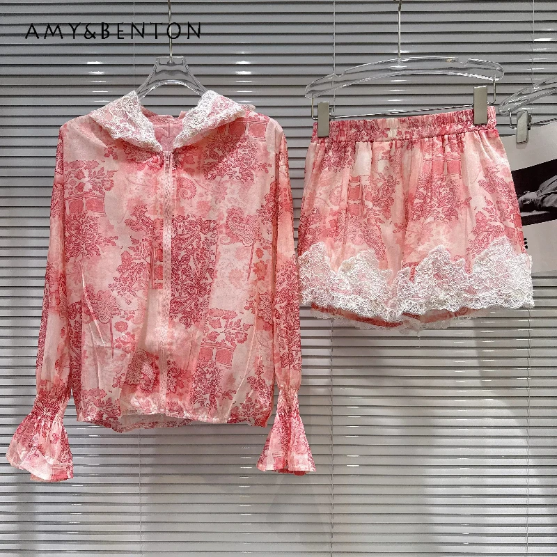 Holiday Style Tie-dye Hooded Women's Jacket 2026 New Sweet Lace Splicing Loose Thin Versatile Shorts Temperament Suit Ladies
Holiday Style Tie-dye Hooded Women's Jacket 2026 New Sweet Lace Splicing Loose Thin Versatile Shorts Temperament Suit Ladies