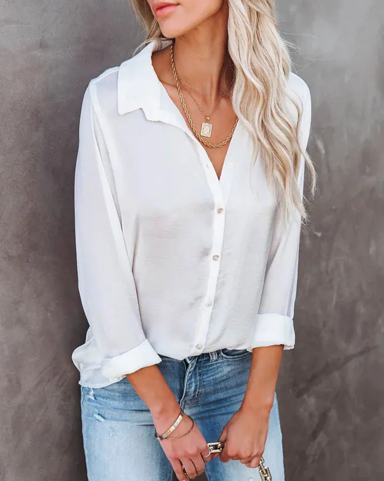 Ladies White Solid Color OL Blouses Tops 2024 Autumn Winter Casual Loose Long Sleeved Buckle V-neck Shirt Top For Women Camisas
Ladies White Solid Color OL Blouses Tops 2024 Autumn Winter Casual Loose Long Sleeved Buckle V-neck Shirt Top For Women Camisas