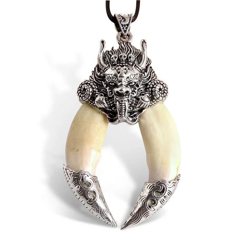 Men's Horde Amulet Necklace Tibetan Amulet Fangs Real Bone Natural Tooth SilverColor Wolf Tooth Charm Dragon Pendant Necklace
Men's Horde Amulet Necklace Tibetan Amulet Fangs Real Bone Natural Tooth SilverColor Wolf Tooth Charm Dragon Pendant Necklace