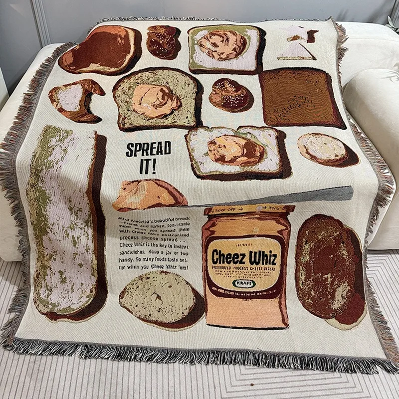 Bread Pattern Throw Blanket Vintage Food Print Tapestry for Sofa Bed Decor and Casual Use Picnic Blanket Wall Decoration
Bread Pattern Throw Blanket Vintage Food Print Tapestry for Sofa Bed Decor and Casual Use Picnic Blanket Wall Decoration