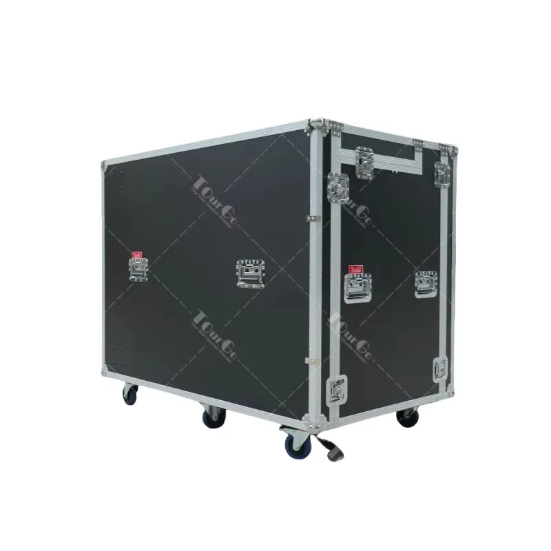 Regular Mobile Double Screen Video Production Rack Flight Case for AV Live Broadcasting