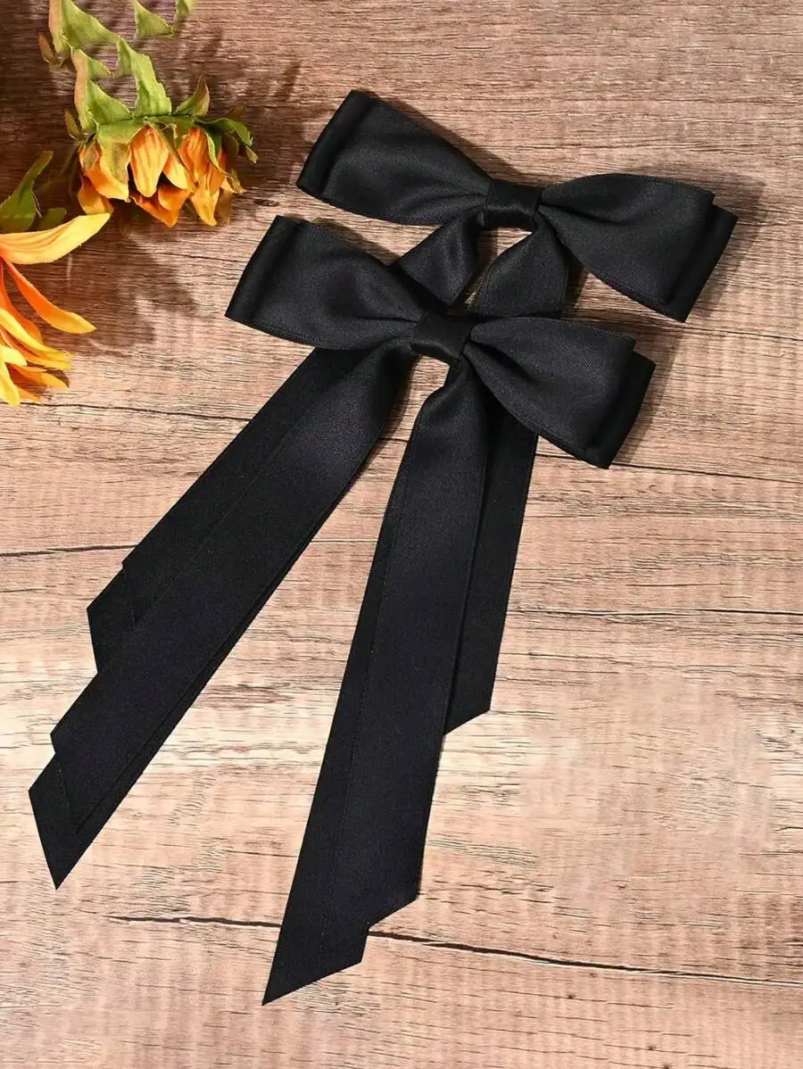 2pcs Womens Black Satin Bow Hair Clips With Long Tails Party Hair Accessories
2pcs Womens Black Satin Bow Hair Clips With Long Tails Party Hair Accessories