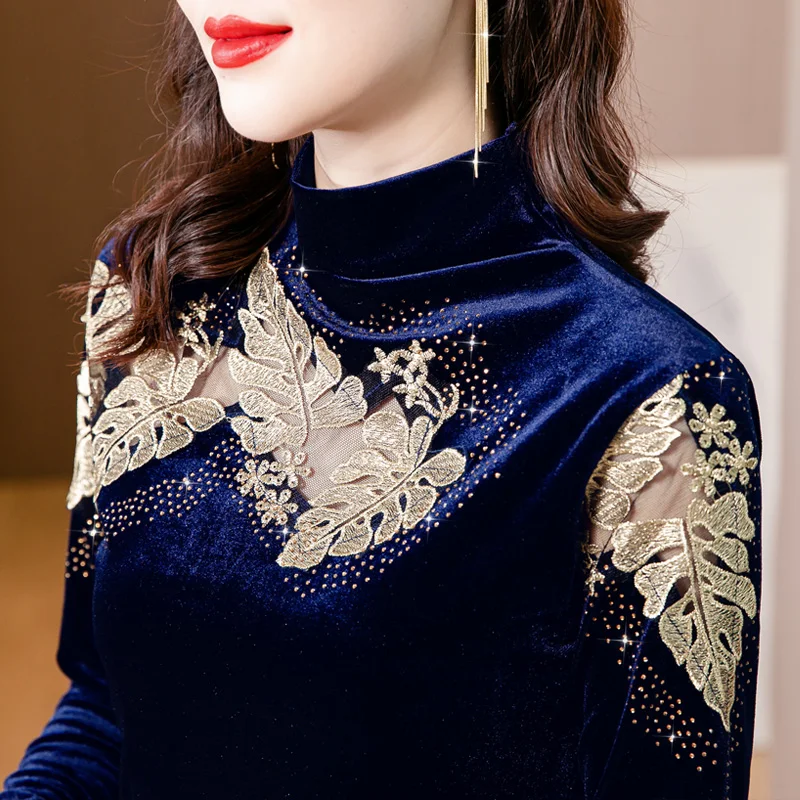 Spring Autumn Women Clothing Tops Fit Casual Elastic Stand Collar Hollow Out Velour Full Sleeve T-shirt
Spring Autumn Women Clothing Tops Fit Casual Elastic Stand Collar Hollow Out Velour Full Sleeve T-shirt