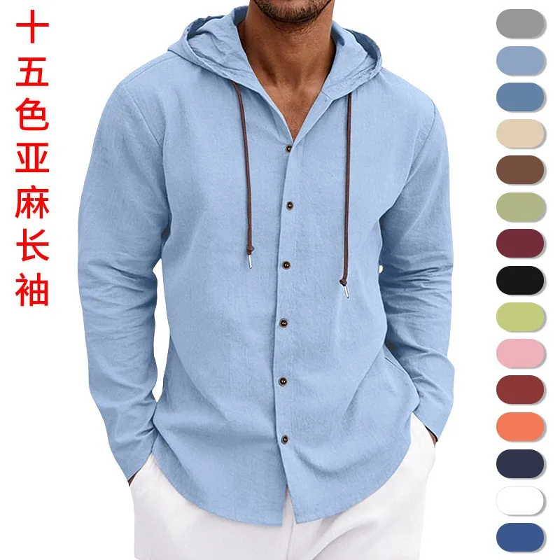 Man Shirt Linen Loose Fit Hooded Shirts Long Sleeve Solid Color Casual Shirt Button Front Drawstring Hood Round Hem Button-Up
Man Shirt Linen Loose Fit Hooded Shirts Long Sleeve Solid Color Casual Shirt Button Front Drawstring Hood Round Hem Button-Up