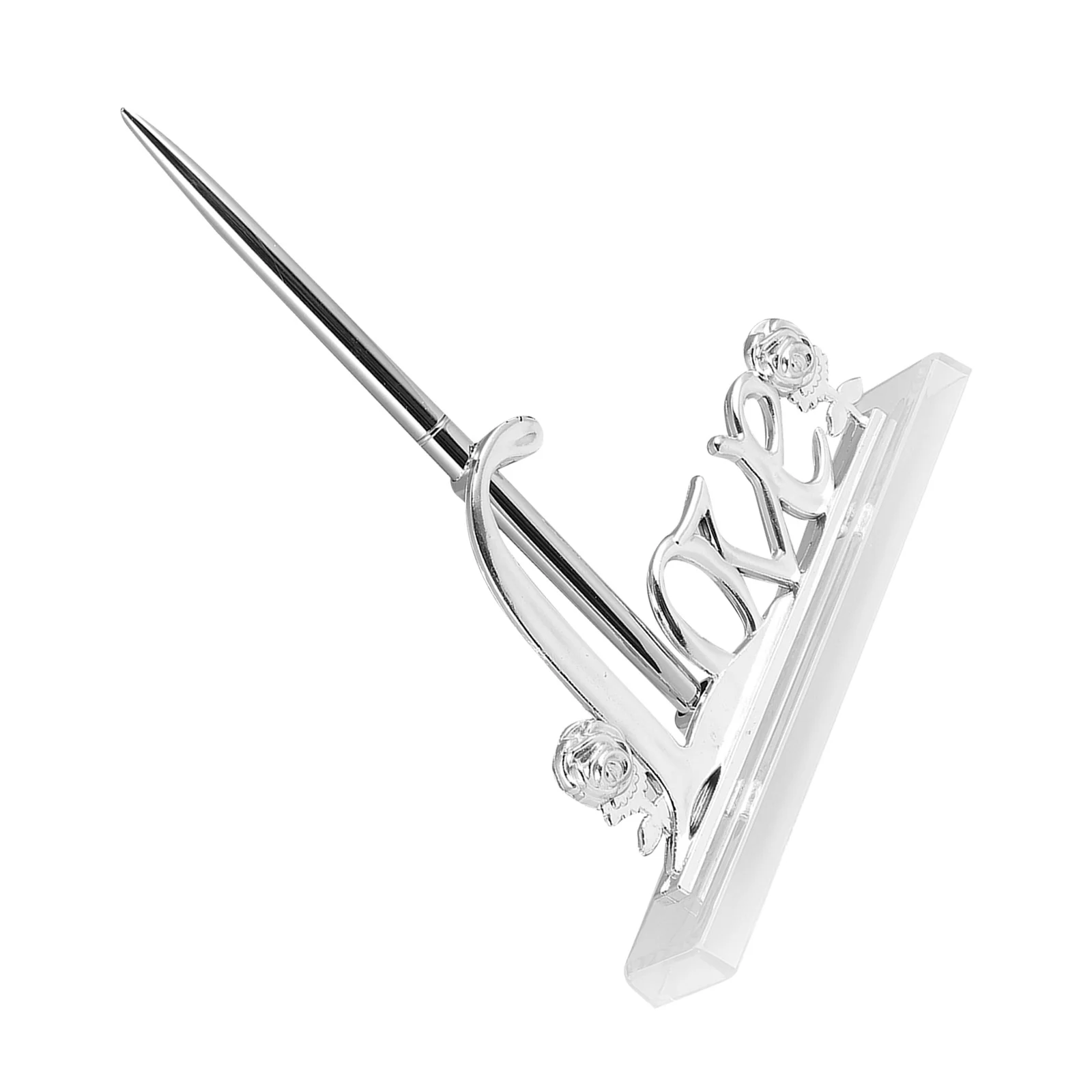 Elegant Rose Ballpoint Wedding Guest Pen with Love Ornament Metal Holder for Signature Scrapbook and Ceremony Table Decoration
Elegant Rose Ballpoint Wedding Guest Pen with Love Ornament Metal Holder for Signature Scrapbook and Ceremony Table Decoration